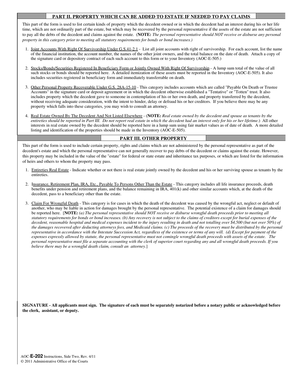 Download Instructions for Form AOC-E-202 Preliminary Inventory on Side ...