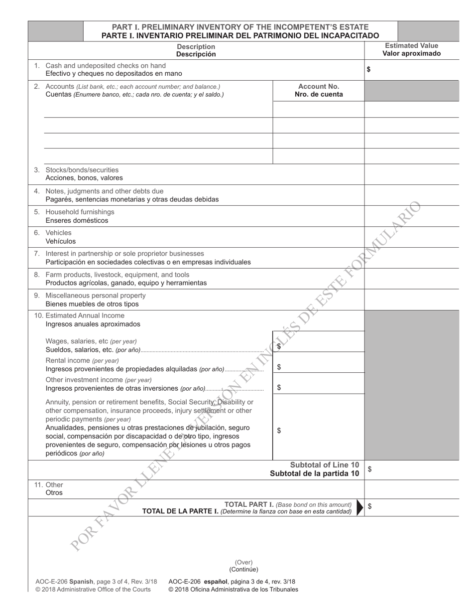 Form AOC-E-206 SPANISH Soliciitud De Designacion Para Una Persona Sin Capacidad Legal - North Carolina (English / Spanish), Page 3