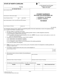Document preview: Form AOC-E-210 Standby Guardian's Petition for Appointment as Guardian of the Person or General Guardian for Minor - North Carolina