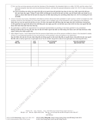 Form AOC-E-203B VIETNAMESE Affidavit for Collection of Personal Property of Decedent - North Carolina (English/Vietnamese), Page 2