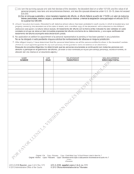 Form AOC-E-203B SPANISH Affidavit for Collection of Personal Property of Decedent (For Decedents Dying on or After Jan. 1, 2012) - North Carolina (English/Spanish), Page 2
