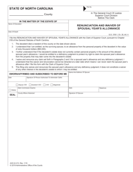 Form AOC-E-213 &quot;Renunciation and Waiver of Spousal Year's Allowance&quot; - North Carolina