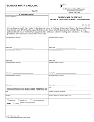 Document preview: Form AOC-E-214 Certificate of Service (Motion in the Cause to Modify Guardianship) - North Carolina