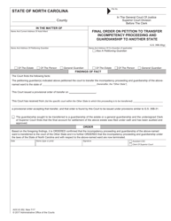 Document preview: Form AOC-E-352 Final Order on Petition to Transfer Incompetency Proceeding and Guardianship to Another State - North Carolina