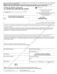 Document preview: Form AOC-E-403 SPANISH Letters - North Carolina (English/Spanish)
