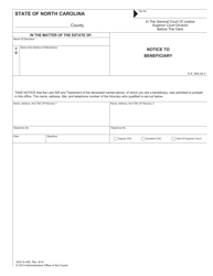 Document preview: Form AOC-E-405 Notice to Beneficiary - North Carolina