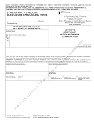 Document preview: Form AOC-E-405 SPANISH Notice to Beneficiary - North Carolina (English/Spanish)