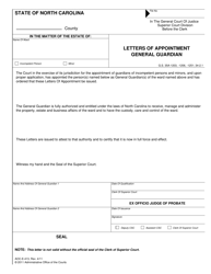 Document preview: Form AOC-E-413 Letters of Appointment General Guardian - North Carolina