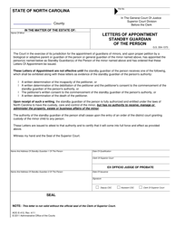 Document preview: Form AOC-E-412 Letters of Appointment Standby Guardian of the Person - North Carolina