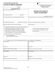 Document preview: Form AOC-E-415 Motion in the Cause to Modify Guardianship - North Carolina