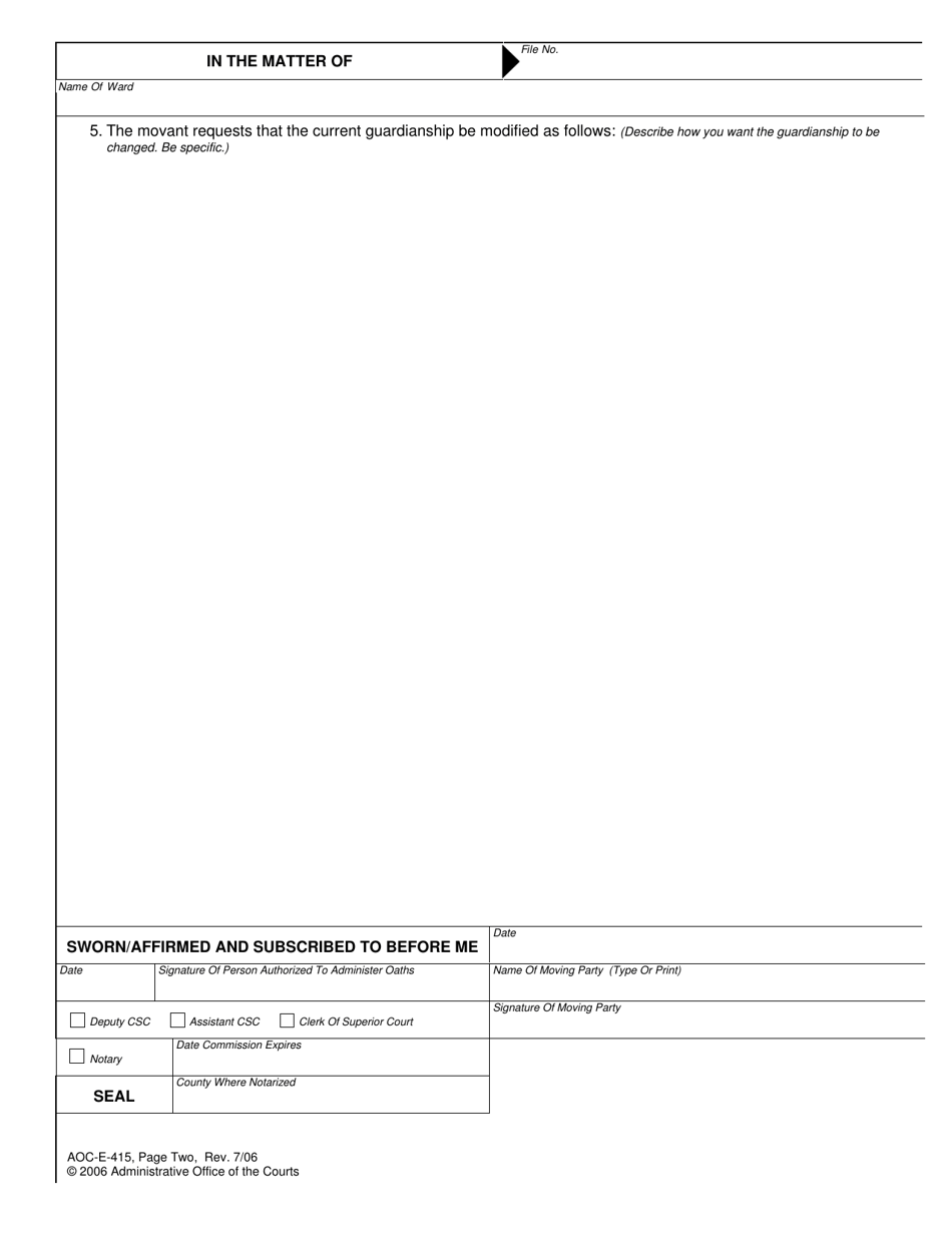 Form AOC-E-415 Motion in the Cause to Modify Guardianship - North Carolina, Page 3