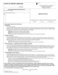 Document preview: Form AOC-E-501 Notice to File - North Carolina