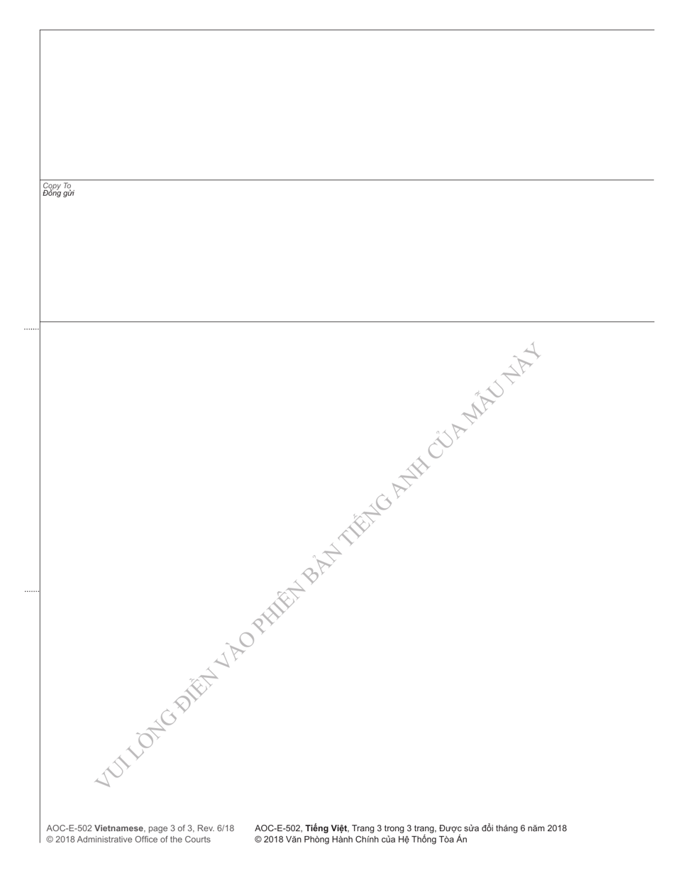 Form AOC-E-502 VIETNAMESE Order to File - North Carolina (English / Vietnamese), Page 3