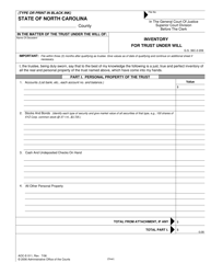 Document preview: Form AOC-E-511 Inventory for Trust Under Will - North Carolina