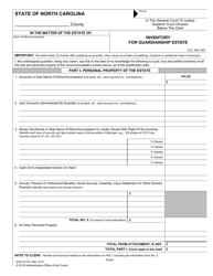 Document preview: Form AOC-E-510 Inventory for Guardianship Estate - North Carolina