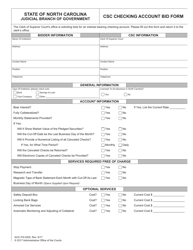 Document preview: Form AOC-FS-0300 Csc Checking Account Bid Form - North Carolina