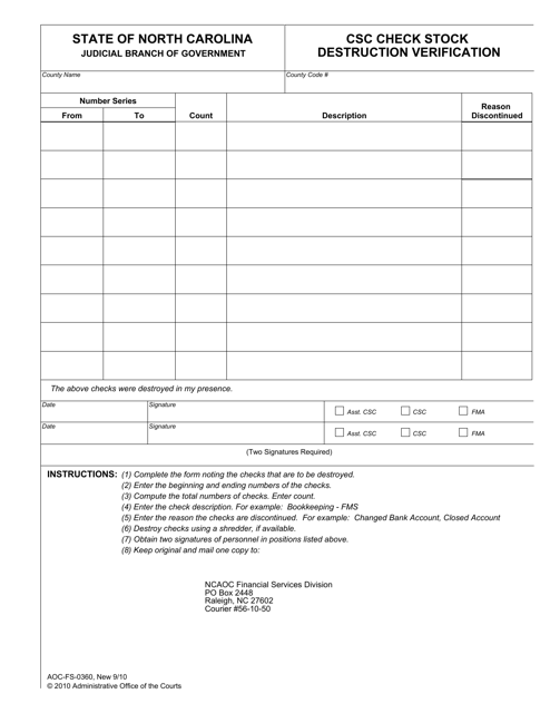 Form AOC-FS-0360  Printable Pdf