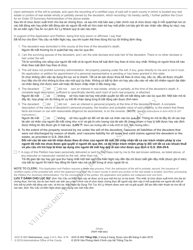Form AOC-E-905 VIETNAMESE Application for Probate and Petition for Summary Administration - and Addendum (Aoc-E-309) - North Carolina (English/Vietnamese), Page 2