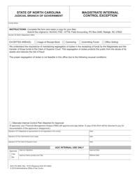 Document preview: Form AOC-FS-3800 Magistrate Internal Control Exception - North Carolina