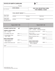 Document preview: Form AOC-FS-4000 Csc Civil Receipting Form for Criminal Cases - North Carolina