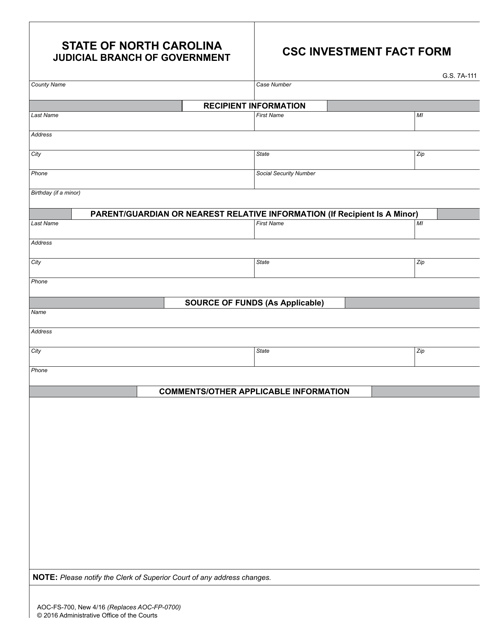 Form AOC-FS-700  Printable Pdf