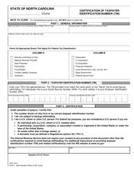 Form AOC-FS-9 &quot;Certification of Taxpayer Identification Number (Tin)&quot; - North Carolina