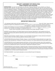 Form AOC-FS-911M Security Agreement With Resolution (Clerk of Superior Court Accounts) - North Carolina