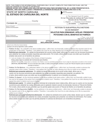 Document preview: Form AOC-G-106 Petition to Sue/Appeal/File Motions as an Indigent - North Carolina (English/Spanish)