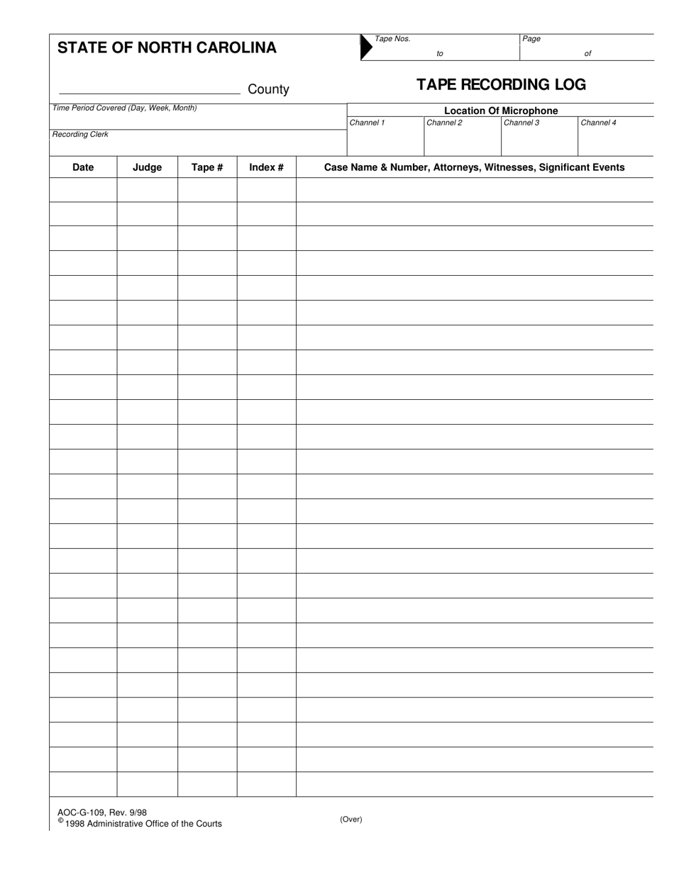 Form AOC-G-109 - Fill Out, Sign Online and Download Fillable PDF, North ...