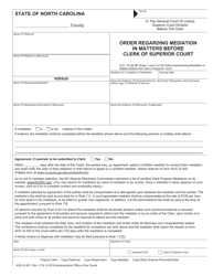 Document preview: Form AOC-G-301 Order Regarding Mediation in Matters Before Clerk of Superior Court - North Carolina
