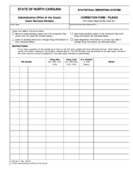 Form AOC-IS-17 &quot;Statistical Reporting System Correction Form - Filings (For Cases Reported by Case No.)&quot; - North Carolina