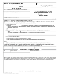 Form AOC-J-131 &quot;Petition for Judicial Review Responsible Individuals List&quot; - North Carolina