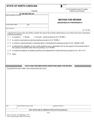 Form AOC-J-140 Motion for Review (Abuse/Neglect/Dependency) - North Carolina