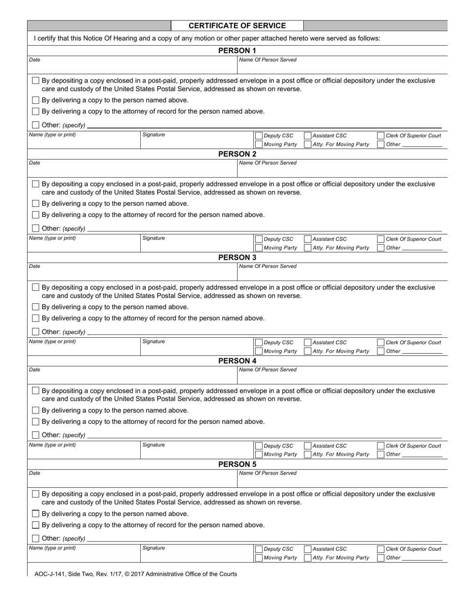 Form AOC-J-141 Notice of Hearing in Juvenile Proceeding (Abuse / Neglect / Dependency) - North Carolina, Page 2