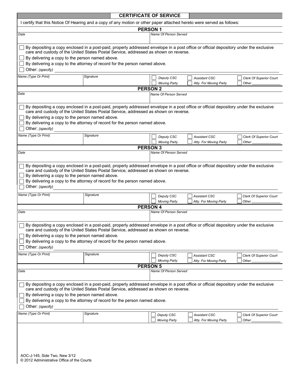 Form AOC-J-145 Notice of Hearing in Juvenile Proceeding (Termination of Parental Rights) - North Carolina, Page 2