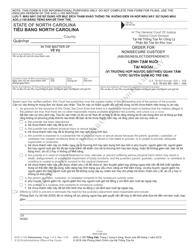 Document preview: Form AOC-J-150 Order for Nonsecure Custody (Abuse/Neglect/Dependency) - North Carolina (English/Vietnamese)