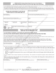 Form AOC-J-155 Motion and Order to Show Cause (Parent, Guardian, Custodian or Caretaker in Abuse/Neglect/Dependency Case) - North Carolina (English/Vietnamese), Page 2