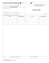 Document preview: Form AOC-J-209 Juvenile Order - North Carolina