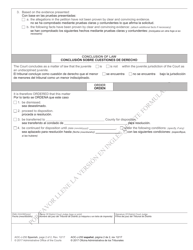 Form AOC-J-250 Juvenile Adjudication Order (Undisciplined) - North Carolina (English/Spanish), Page 2