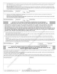 Form AOC-J-340 Juvenile Summons and Notice of Hearing (Undisciplined/Delinquent) - North Carolina (English/Vietnamese), Page 2