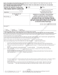 Form AOC-J-345 Order in Contempt Proceeding (Parent, Guardian or Custodian of Undisciplined or Delinquent Juvenile) - North Carolina (English/Vietnamese)
