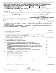 Form AOC-J-410 Transcript of Admission by Juvenile - North Carolina (English/Spanish)