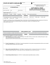 Form AOC-J-463 Supplemental Order to Parent, Guardian or Custodian of Undisciplined or Delinquent Juvenile - North Carolina