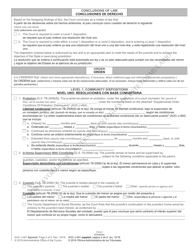 Form AOC-J-461 Juvenile Level 1 Disposition Order (Delinquent) - North Carolina (English/Spanish), Page 2