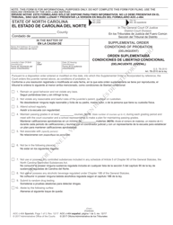 Form AOC-J-464 Supplemental Order Conditions of Probation (Delinquent) - North Carolina (English/Spanish)