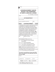 Form AOC-J-466 (DL-53J) Order and Notice That Juvenile Not Be Licensed to Operate Motor Vehicle; Acknowledgment and/or Receipt for Surrender of North Carolina License - North Carolina, Page 2