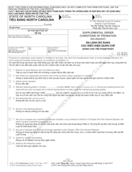 Document preview: Form AOC-J-464 Supplemental Order Conditions of Probation (Delinquent) - North Carolina (English/Vietnamese)