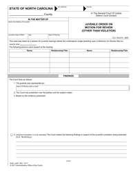 Form AOC-J-481 Juvenile Order on Motion for Review (Other Than Violation) - North Carolina