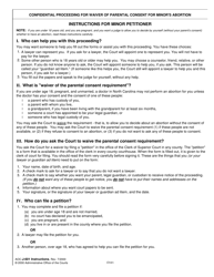 Document preview: Instructions for Form AOC-J-601 Petition for Waiver of Parental Consent for Minor&#039;s Abortion - North Carolina