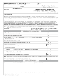 Document preview: Form AOC-J-486 Order for Expert Witness Fee in Juvenile Cases at the Trial Level - North Carolina